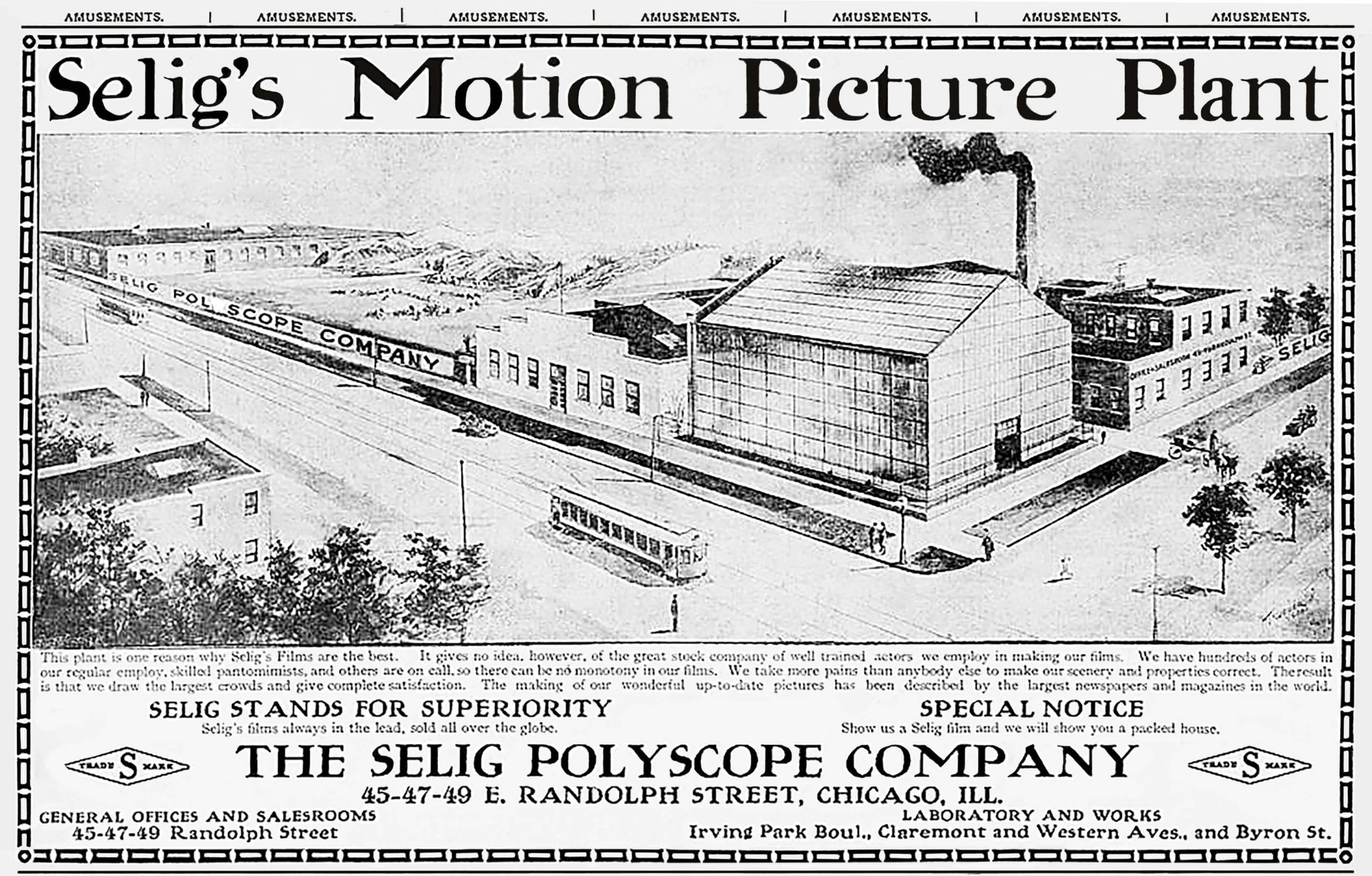 Advertisement for Selig's Chicago studio-After